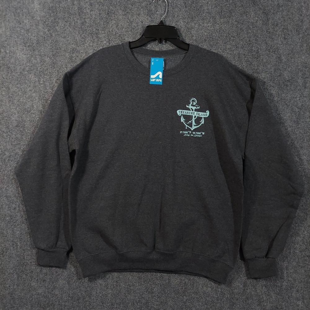 Surf Style Sweatshirt Mens‎ Large Treasure Island Anchor Pullover Crewneck